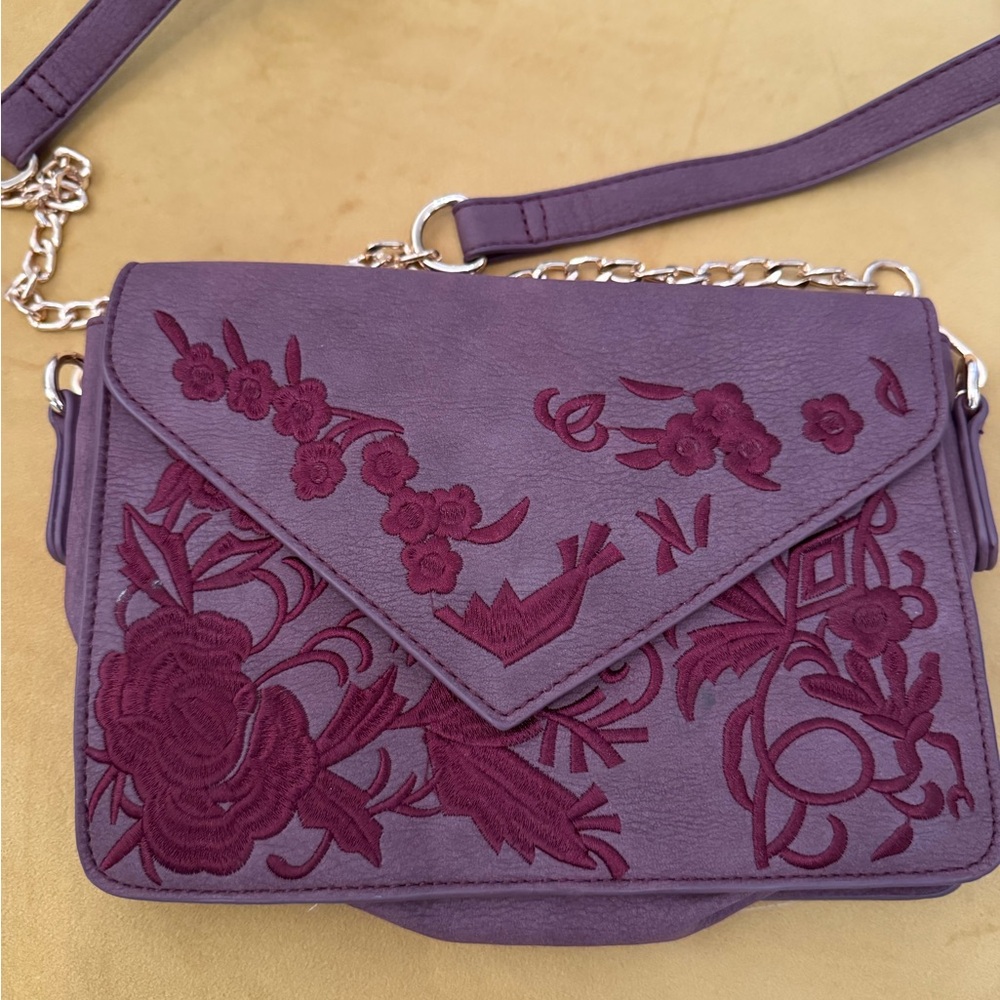 Elegant Purple Floral Embroidered Women's Bag